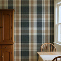 Rustic Plaid Wallpaper: Geometric Woven Check for Farmhouse Interiors