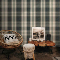 Rustic Plaid Wallpaper: Geometric Woven Check for Farmhouse Interiors
