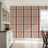Rustic Plaid Wallpaper: Geometric Woven Check for Farmhouse Interiors